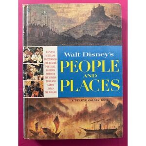 Vintage Walt Disney People and Places Deluxe Golden Book 1959 Hardcover